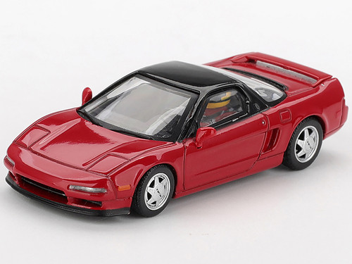 1989 Honda NS X Prototype Ayrton Senna Midship Sports Red with Black Top and Driver Figure Limited Edition 1/64 Diecast Model Car Mini GT MGT01075