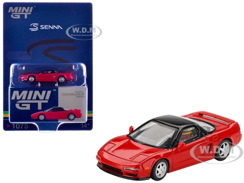 1989 Honda NS X Prototype Ayrton Senna Midship Sports Red with Black Top and Driver Figure Limited Edition 1/64 Diecast Model Car Mini GT MGT01075