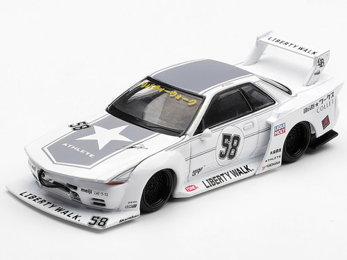 Nissan Skyline GT R R32 RHD Right Hand Drive #58 Kaido Works White with Gray Graphics Tokyo Auto Salon 2025 Limited Edition 1/64 Diecast Model Car Mini GT MGT01217