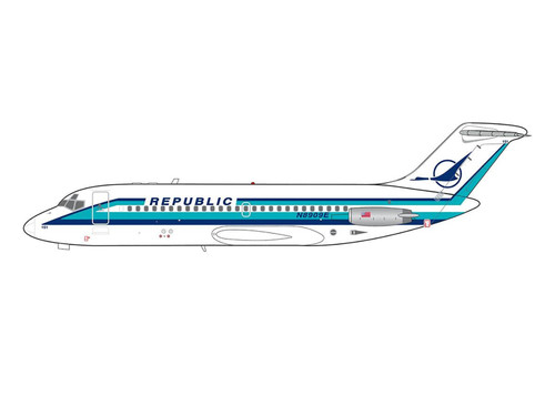 McDonnell Douglas DC 9 10 Commercial Aircraft Republic Airlines N8909E 1/400 Diecast Model Airplane V1:400 400024