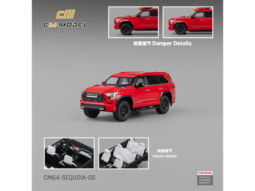 2024 Toyota Sequoia Solar Red 1/64 Diecast Model Car CM Model CM64-SEQUOIA-05