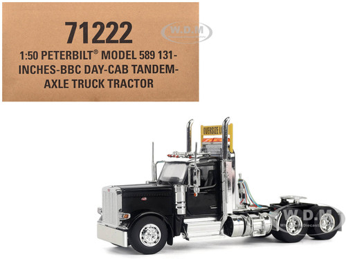 Peterbilt 589 Truck Tractor with Day Cab Black Transport Series 1/50 Diecast Model Diecast Masters 71222