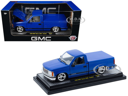 1988 GMC Sierra 1500 Custom Pickup Truck Blue Metallic with Black Stripes Limited Edition to 4850 pieces Worldwide 1/24 Diecast Model Car M2 Machines 40300-144A