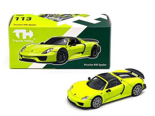 Porsche 918 Spyder Acid Green with Carbon Top 1/64 Diecast Model Car Trends Hobby 241086-A