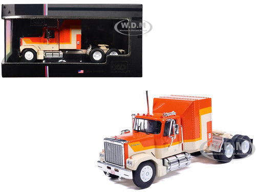 1980 GMC General Truck Tractor Orange with Stripes 1/64 Diecast Model IXO Models U64TR013