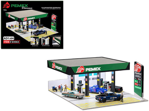 PEMEX Gas Station Illuminated LED Diorama 1/64 Scale Models American Diorama AD-64563