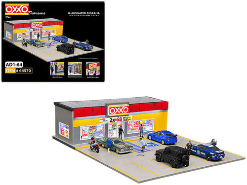 OXXO Convenient Store Illuminated LED Light Diorama for 1/64 Scale Models American Diorama AD-64570
