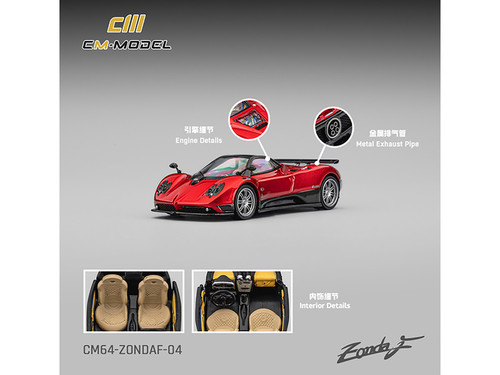 Pagani Zonda F Rosso Dubai Red Metallic with Moonroof 1/64 Diecast Model Car CM Model CM64-ZONDAF-04