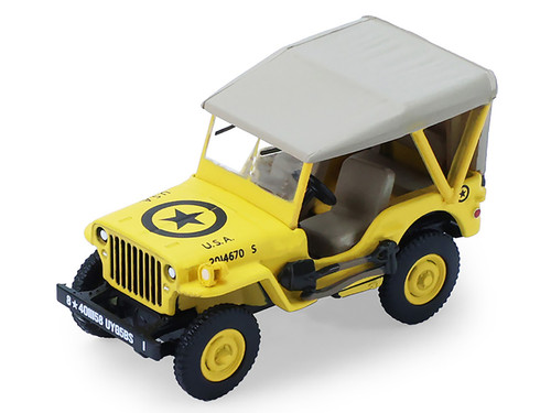 1942 Willys MB Jeep Control Jeep U S Army Air Forces Yellow with Beige Top Battalion 64 Series 6 1/64 Diecast Model Car Greenlight 61060A