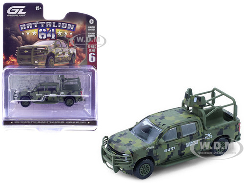 2021 Chevrolet Silverado LT Trail Boss Z71 Truck Mexican Military Green Digital Camouflage Battalion 64 Series 6 1/64 Diecast Model Car Greenlight 61060F