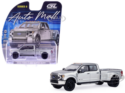 2022 Ford F 450 Super Duty Pickup Truck Iconic Silver Metallic Auto Mall Series 8 1/64 Diecast Model Car Greenlight 68080A