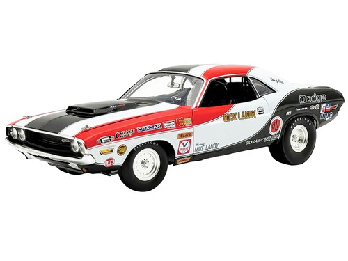 1970 Dodge Challenger Boycott Dandy Dick Landy White with Black and Red Stripes and Graphics Limited Edition to 500 pieces Worldwide 1/18 Diecast Model Car ACME A1806031