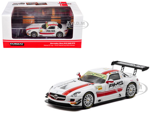 Mercedes Benz SLS AMG GT3 #1 Maro Engel Winner Macau GT Cup FIA GT World Cup 2015 with Tarmac Cards Hobby64 Series 1/64 Diecast Model Car Tarmac Works T64-087-15MGP01