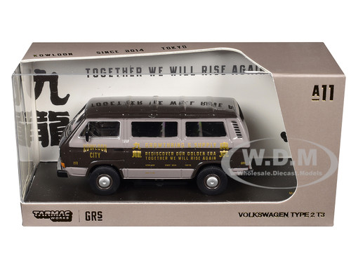 Volkswagen Type 2 T3 GRS Van Kowloon City Growthring and Supply Brown Two-Tone Collab64 Series 1/64 Diecast Model Car Schuco & Tarmac Works T64S-001-GRS