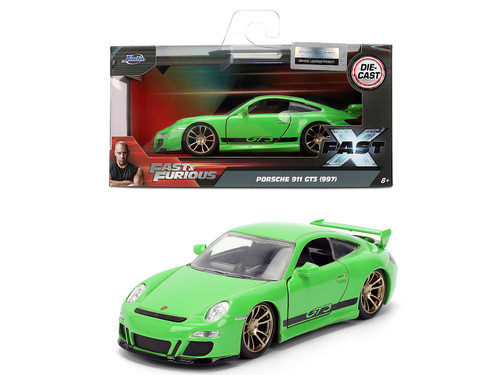 Porsche 911 GT3 997 Green with Black Accents Fast X 2023 Movie Fast & Furious Series 1/32 Diecast Model Car Jada 35693