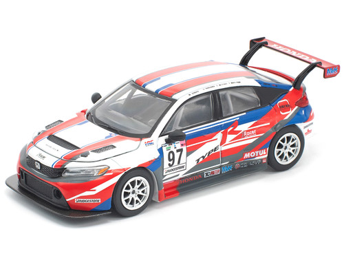 Honda Civic Type R TCR #97 M&K Racing White with Blue and Red Graphics 1/64 Diecast Model Car Pop Race PR640391