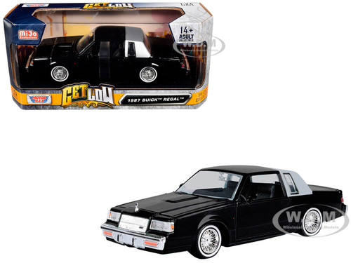 1987 Buick Regal Lowrider Black with Silver Half Top Get Low Series 1/24 Diecast Model Car Motormax 79023BKS