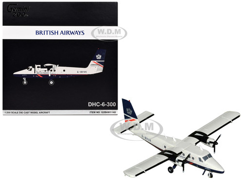 De Havilland DHC 6 300 Commercial Aircraft British Airways Express N803AK Gray with Blue Tail Gemini 200 Series 1/200 Diecast Model Airplane GeminiJets G2BAW1148