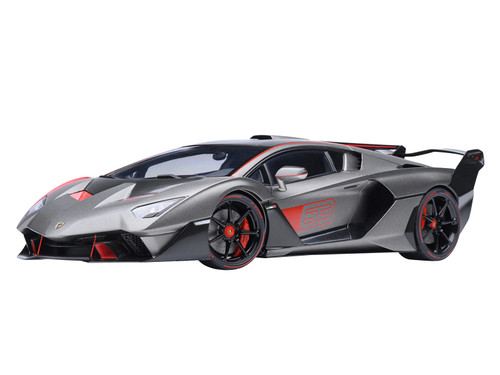 Lamborghini SC18 Alston Grigio Daytona Gray with Red Accents 1/18 Model Car Autoart 79216