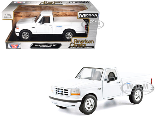 1993 Ford F 150 SVT Lightning Pickup Truck White Maxx Design Series 1/24 Diecast Model Car Motormax 79398W