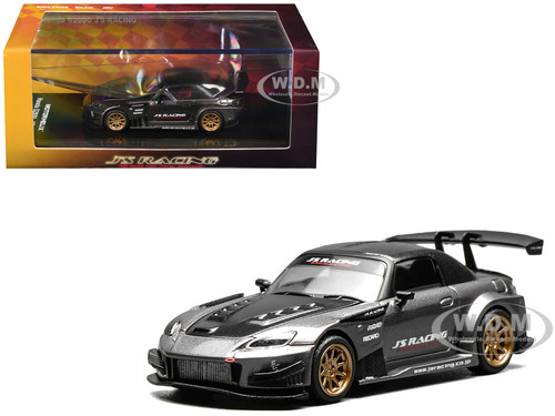 Honda S2000 RHD Right Hand Drive J s Racing Moon Rock Gray Metallic with Carbon Hood and Top 1/64 Diecast Model Car MotorHelix M65145