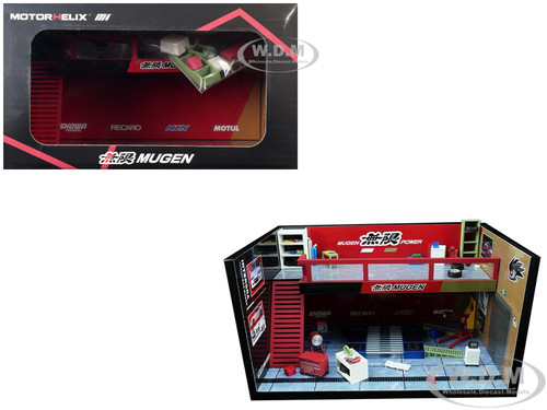 Mugen Power Garage Diorama with Accessories 1/64 Model MotorHelix M90214