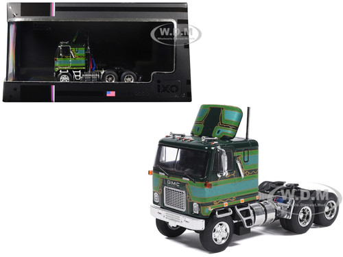 1970 GMC Astro 95 Truck Tractor Dark Green with Graphics 1/64 Diecast Model IXO Models U64TR016