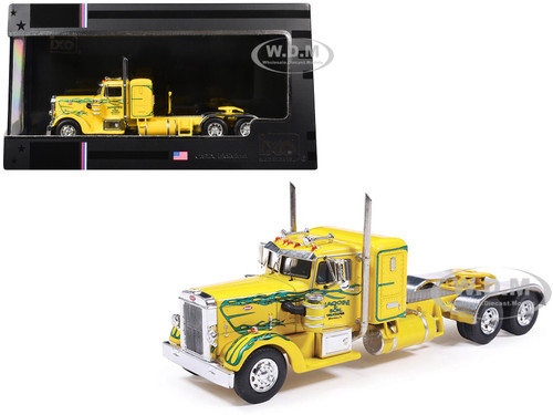 1952 Peterbilt 350 Truck Tractor Maggini & Son Trucking Yellow with Green Flames 1/64 Diecast Model IXO Models U64TR018