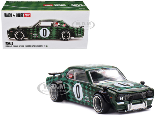 Nissan Skyline 2000GT R KPGC10 RHD Right Hand Drive #0 Cortez V1 Green with Graphics Designed by Jun Imai Kaido House Special 1/64 Diecast Model Car Mini GT KHMG249