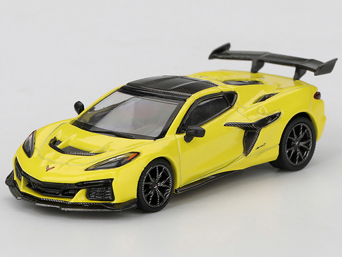 Chevrolet Corvette ZR1 Accelerate Yellow with Carbon Top Limited Edition 1/64 Diecast Model Car Mini GT MGT01158