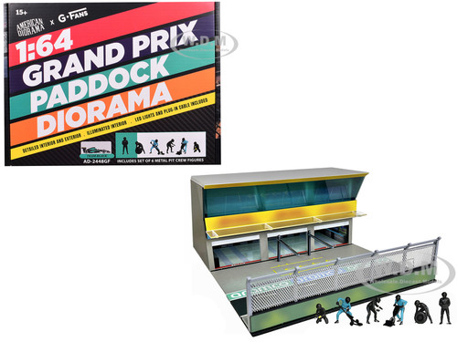 Grand Prix Paddock Diorama Team Black with LED Lights for 1/64 Scale Models American Diorama AD-2448MJ