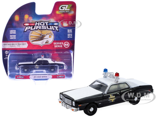 1978 Dodge Monaco Police Car Texas Highway Patrol Black and White Hot Pursuit Series 48 1/64 Diecast Model Car Greenlight 43060A