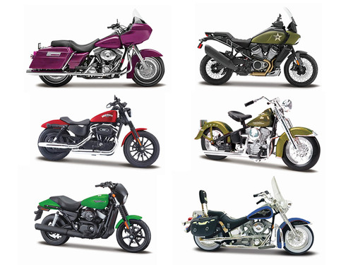Harley-Davidson Motorcycles 6 piece Set Series 46 1/18 Diecast Models Maisto 31360-46