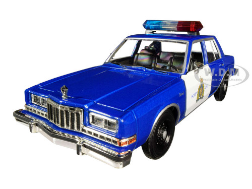 1986 Dodge Diplomat Royal Canadian Mounted Police Metallic Blue White 1/24 Diecast Model Car Motormax 76484