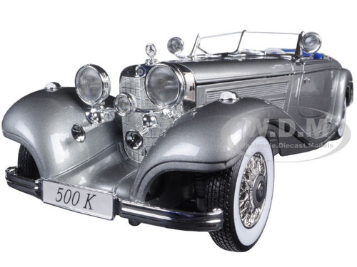 1936 Mercedes 500K Special Roadster Grey 1/18 Diecast Model Car