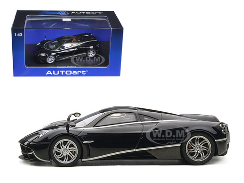 Pagani Huayra Black with Silver Stripes 1/43 Diecast Model Car Autoart 58209
