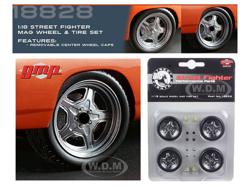 Street Fighter Mag Wheel Tire Set of 4 pieces from 1970 Plymouth RoadRunner The Hammer Fast & Furious Movie 1/18 GMP 18828