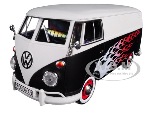 Volkswagen Type 2 T1 Delivery Van with Flames 1/24 Diecast Car Model Motormax 79566