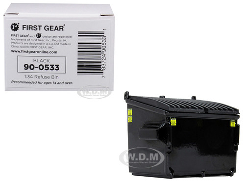 Refuse Trash Bin Black 1/34 Diecast Model First Gear 90-0533