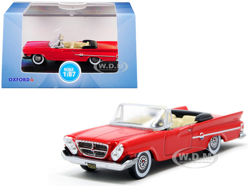 1961 Chrysler 300 Convertible Mardi Gras Red 1/87 HO Scale Diecast Model Car Oxford Diecast 87CC61001