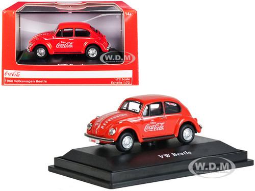 1966 Volkswagen Beetle Coca Cola Red 1/72 Diecast Model Car Motorcity Classics 472005
