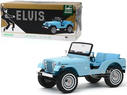 Jeep CJ-5 Sierra Blue Elvis Presley 1935 1977 1/18 Diecast Model Car Greenlight 19061