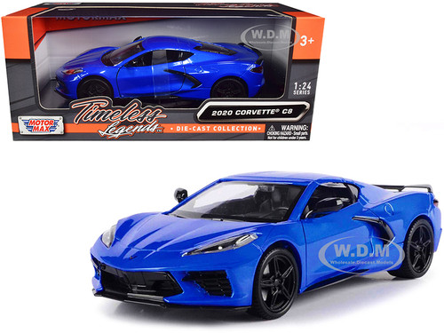 2020 Chevrolet Corvette C8 Stingray Blue Metallic Timeless Legends 1/24 Diecast Model Car Motormax 79360