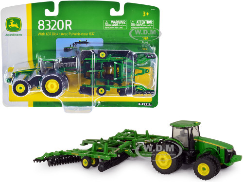 John Deere 8320R Tractor John Deere 637 Disc Harrow Folding Wings 1/64 Diecast Models ERTL TOMY 45479