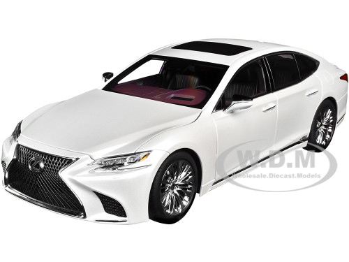 Lexus LS500h Sonic White Metallic Crimson Black Interior 1/18 Model Car Autoart 78866