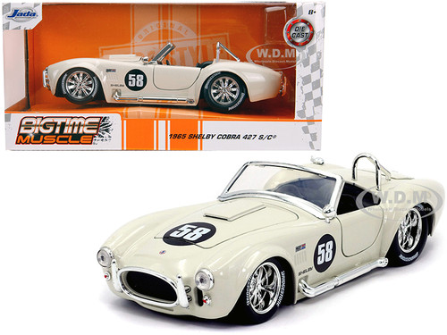 1965 Shelby Cobra 427 S/C #58 Cream Bigtime Muscle 1/24 Diecast Model Car Jada 31864