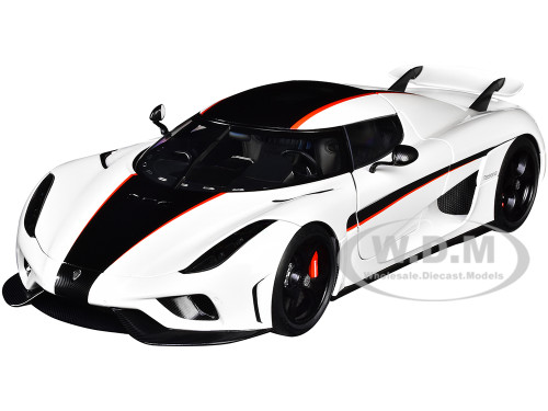 Koenigsegg Regera White Black Carbon Red Stripes 1/18 Model Car Autoart 79027
