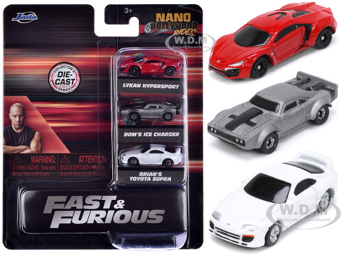 Fast & Furious Movie 3 piece Set Series 4 Nano Hollywood Rides Series Diecast Model Cars Jada 32482