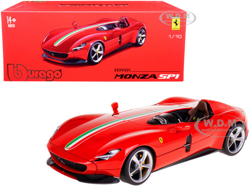 Ferrari Monza SP1 Red with Italian Flag Stripes Signature Series 1/18 Diecast Model Car Bburago 16909