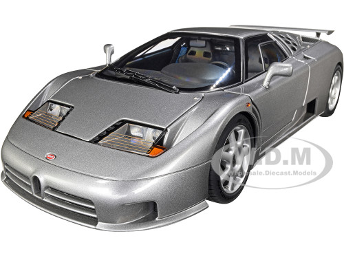 Bugatti EB110 SS Super Sport Grigio Metalizzatto Silver Metallic Silver Wheels 1/18 Model Car Autoart 70916